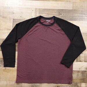 Orvis Raglan Long-Sleeve Baseball Tee Men’s XL Maroon Black Casual